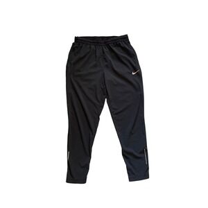 Nike Cropped Running Pants Black Mesh Vent Zipper Pocket Tapered Joggers S